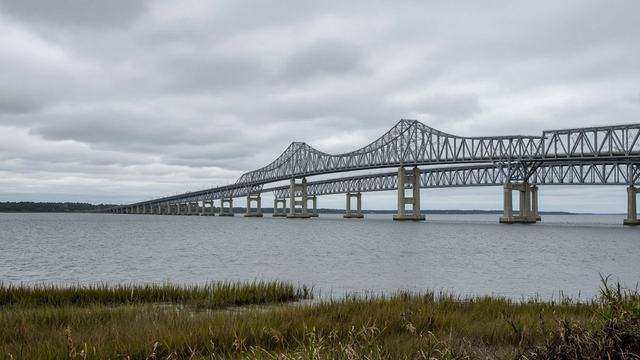 Chesapeake Bay Bridge spans toward the Eastern Shore