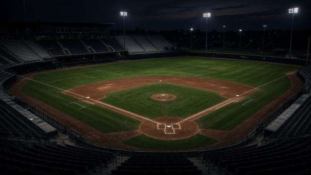 Double-A baseball diamond under evening lights