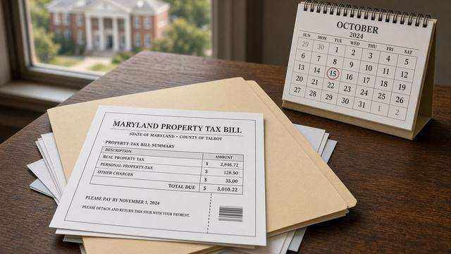 Maryland property tax credit application paperwork and calendar date