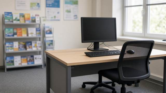 A public computer workstation in a workforce office