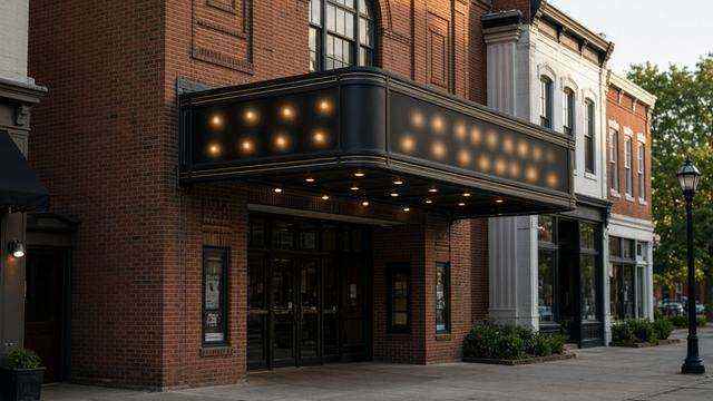 Avalon Theatre marquee on East Dover Street, empty sidewalk