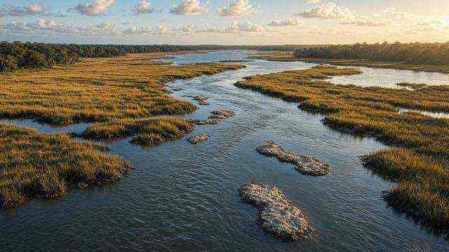 Chesapeake Bay open water and shoreline along Maryland’s mid-Bay coast
