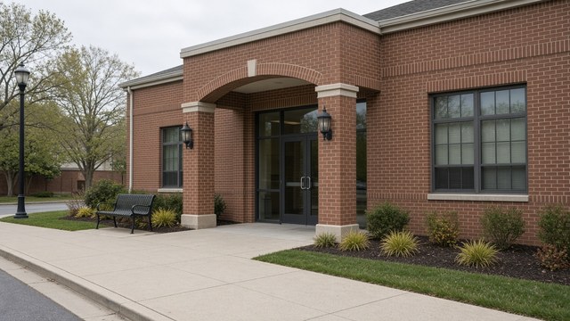 Brookletts Place senior center entrance on Brookletts Avenue in Easton