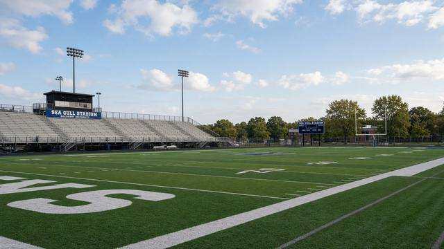 Football action at Sea Gull Stadium in Salisbury