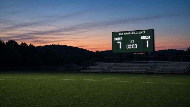 High school girls soccer scoreboard after a weekday home match
