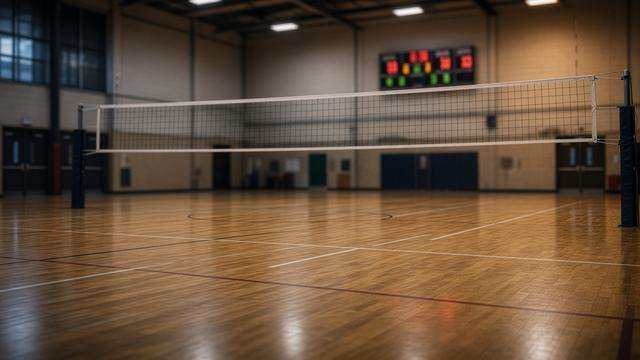 High school volleyball scoreboard after a home match