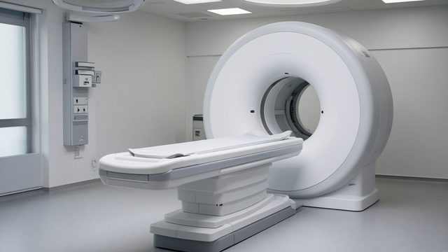 Empty CT scanner in a hospital imaging room