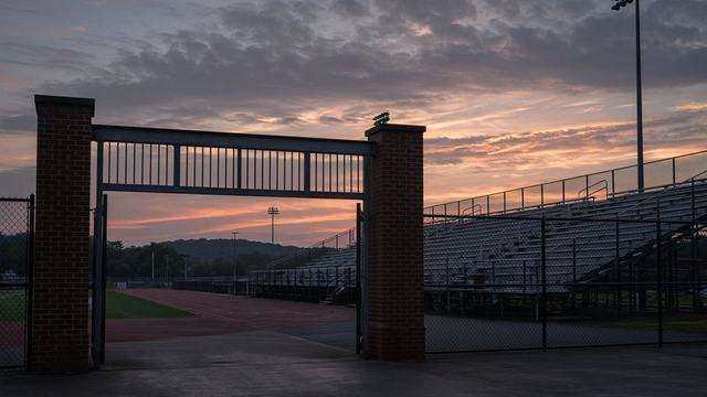 Stadium entrance gates at a Talbot County high school athletic field